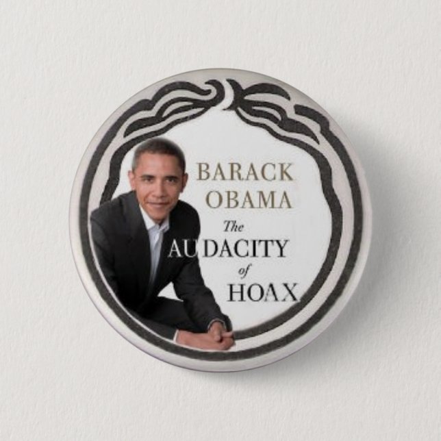 Anti-Obama Hoax pin (Front)