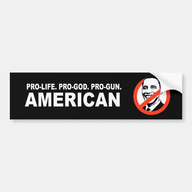 Anti-Obama - Pro-life. Pro-God. Pro-Gun American Bumper Sticker (Front)