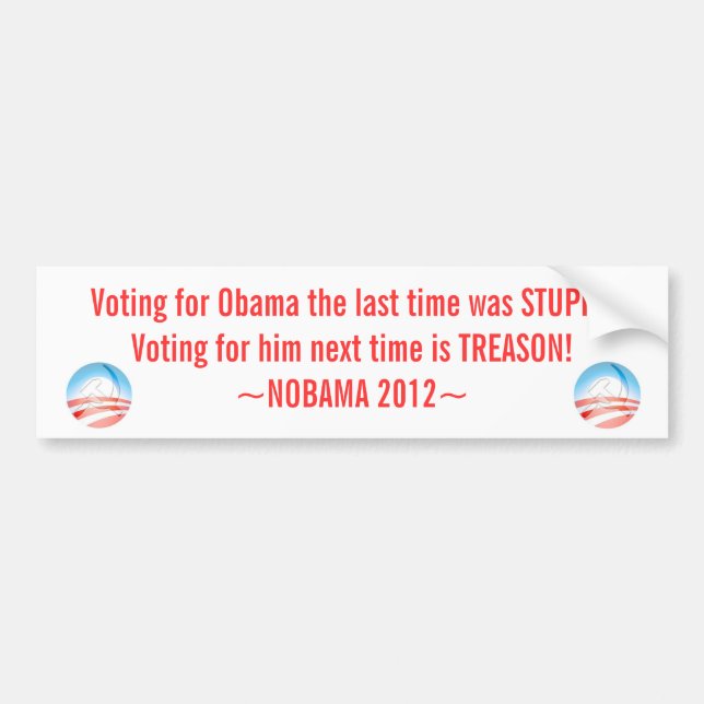 Anti Obama Sticker, NOBAMA 2012, Bumper Sticker (Front)