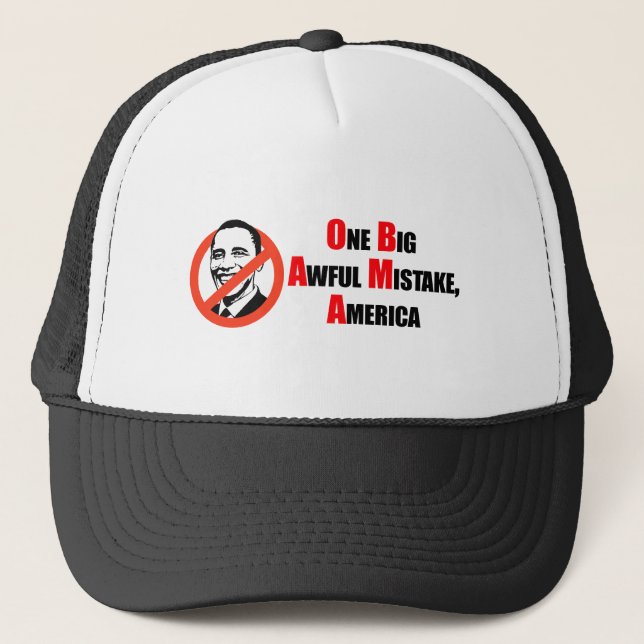 Anti-Obama T-shirt - One big awful misake America Trucker Hat (Front)