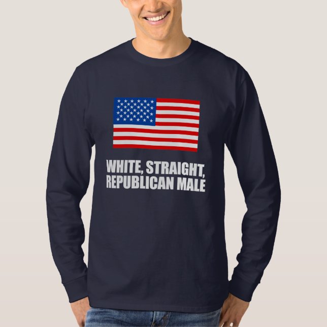 ANTI-OBAMA- White straight Republican Male T-Shirt (Front)