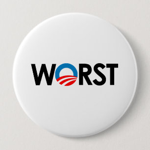 ANTI-OBAMA - WORST BLACK-.png 10 Cm Round Badge