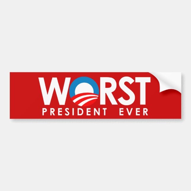 Anti-Obama - Worst President Ever white Bumper Sticker (Front)