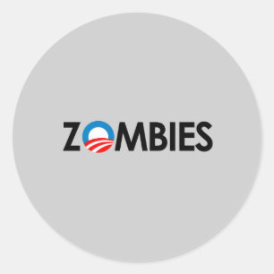 Anti-Obama - Zombies black Classic Round Sticker
