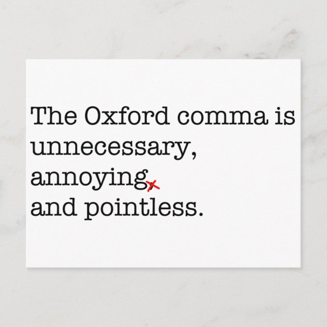 Anti-Oxford Comma Postcard (Front)