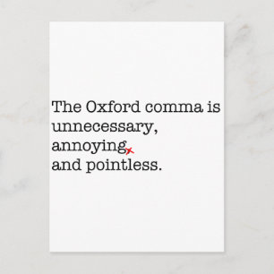 Anti-Oxford Comma Postcard