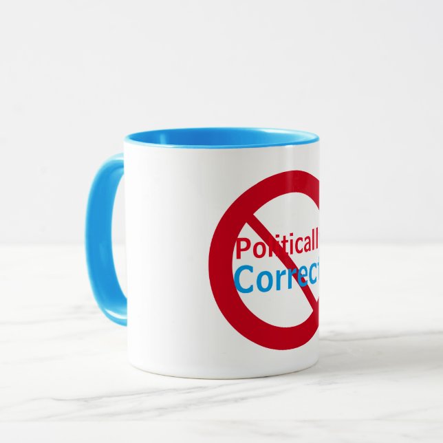 Anti Politically Correct Blue Red Circle Mug (Front Left)