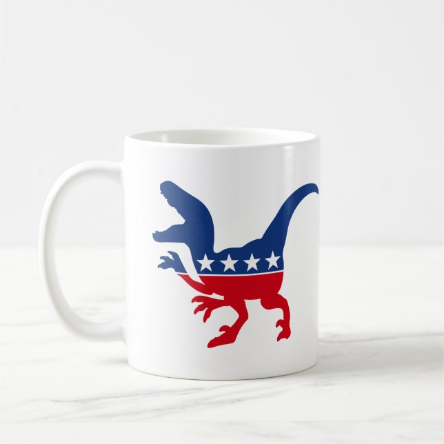 Anti-Politics Patriotic T-Rex Coffee Mug (Left)
