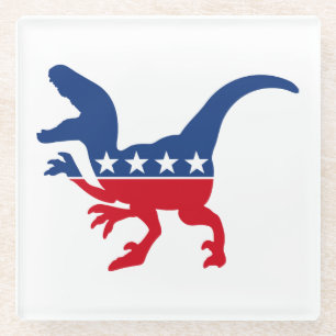 Anti-Politics Patriotic T-Rex Glass Coaster