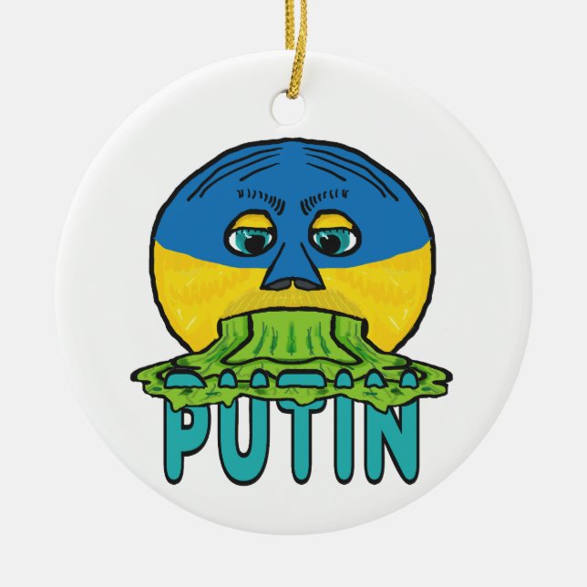 Anti Putin Pro Ukraine Ceramic Tree Decoration (Front)