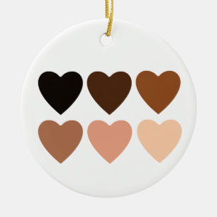 Anti-Racism Skintone Hearts Ceramic Tree Decoration