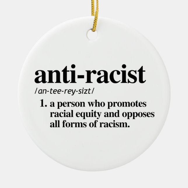 Anti-Racist Definition Ceramic Tree Decoration (Front)