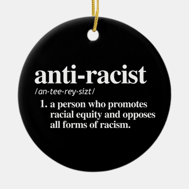 Anti-Racist Definition Ceramic Tree Decoration (Front)