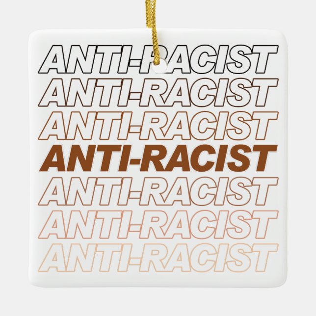 Anti-Racist Pattern Ceramic Ornament (Front)