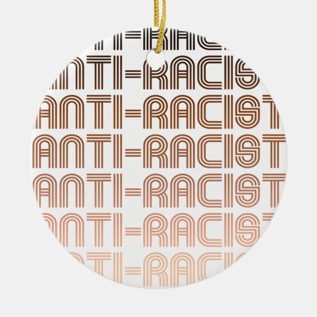 Anti-Racist Pattern Ceramic Tree Decoration (Front)