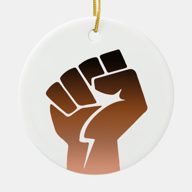 Anti-Racist Resistance Fist Ceramic Tree Decoration (Front)
