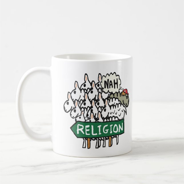 Anti Religion Atheist Sheep Coffee Mug (Left)