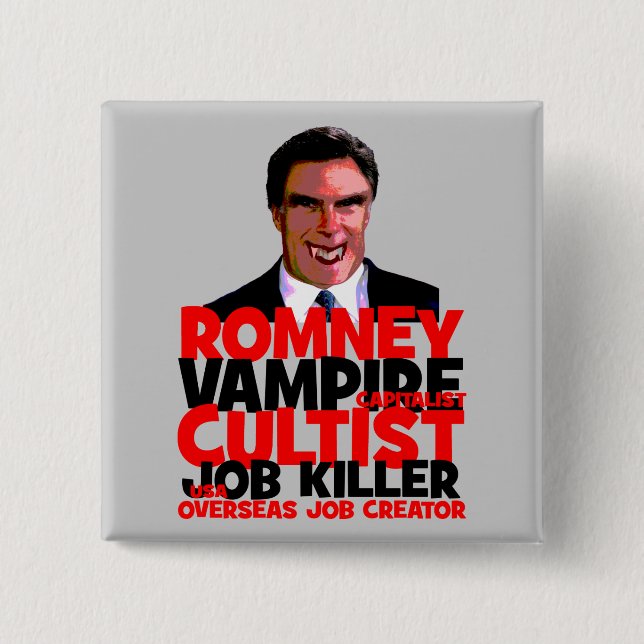anti Romney 15 Cm Square Badge (Front)