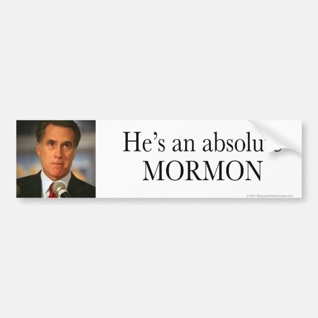 Anti-Romney sticker Absolute Mormon (Front)