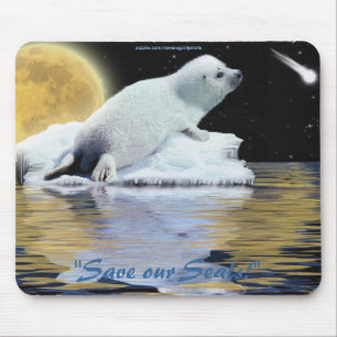 Anti-Sealhunt Cute Harp Seal Wildlife Mouse Pad
