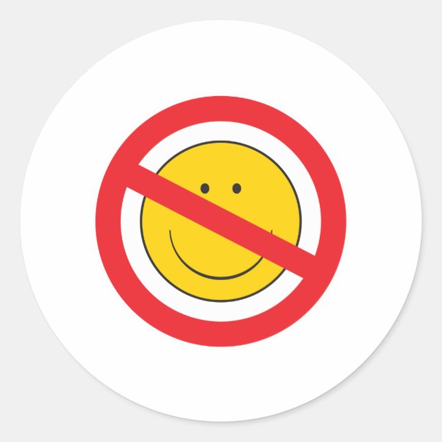 Anti-Smiley Face Classic Round Sticker (Front)
