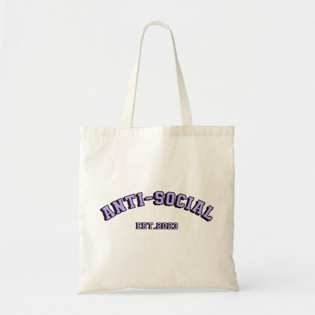 Anti-social 2023 purple text tote bag (Front)