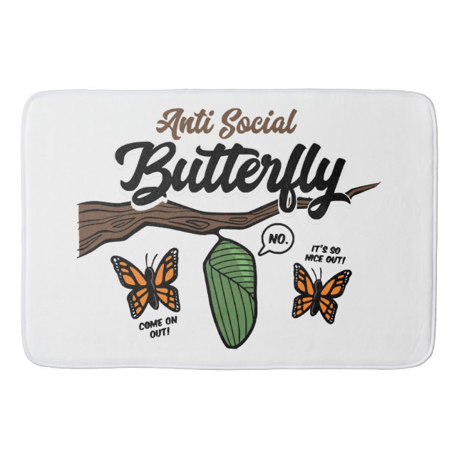 Anti Social Butterfly Bath Mat (Front)