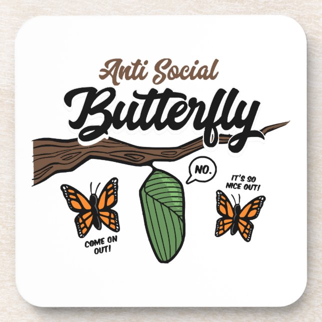 Anti Social Butterfly Coaster (Front)