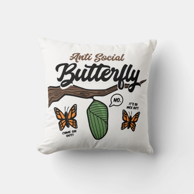 Anti Social Butterfly Cushion (Front)