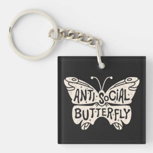 Anti social butterfly key ring