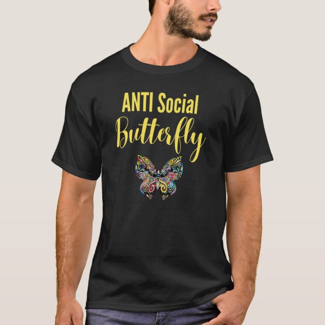 Anti Social Butterfly Monarch Butterflies Wing Int T-Shirt (Front)