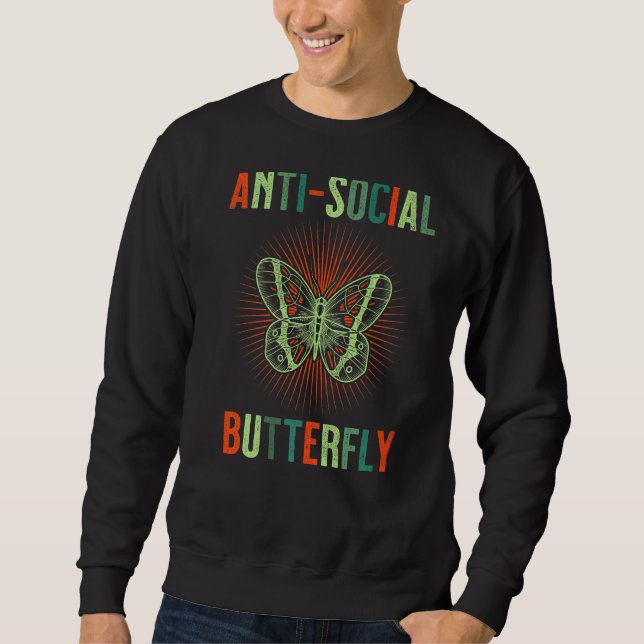 Anti Social Butterfly Shy Distressed Sweatshirt (Front)