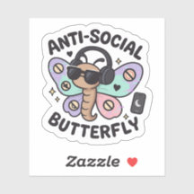 Anti-Social Butterfly Sticker – introvert design