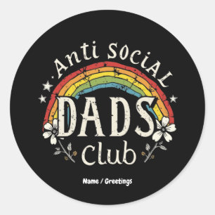 Anti Social Dads Club Retro Funny Father's Day Classic Round Sticker