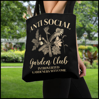 Anti Social Garden Club Tan Botanical Illustration Tote Bag