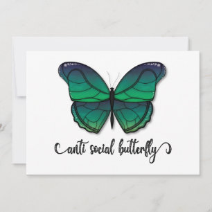 Anti Social Green Butterfly Holiday Card