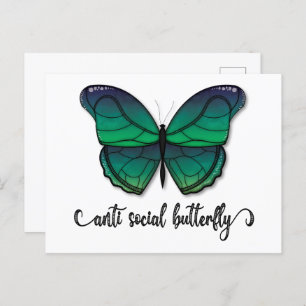 Anti Social Green Butterfly Postcard