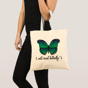 Anti Social Green Butterfly Tote Bag