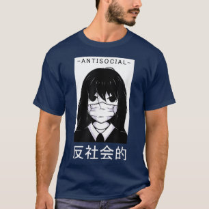 Anti Social Japanese Text Aesthetic Manga Vaporwav T-Shirt