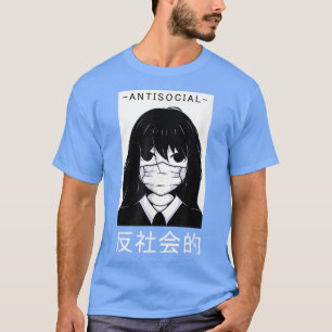 Anti Social Japanese Text Aesthetic Manga Vaporwav T-Shirt