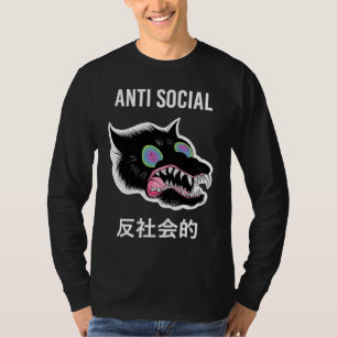 Anti Social Japanese Text Aesthetic Vaporwave T-Shirt