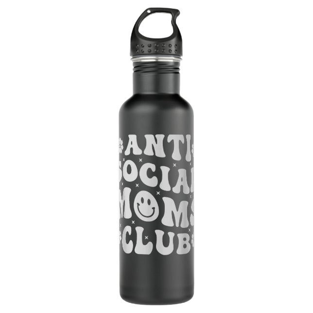 Anti Social Moms Club - Retro Funny Mum Life Mothe 710 Ml Water Bottle (Front)