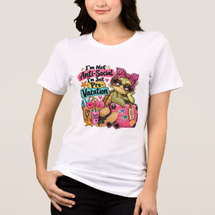 Anti Social Pro Vacation Introvert Sea Turtle Art Tri-Blend Shirt
