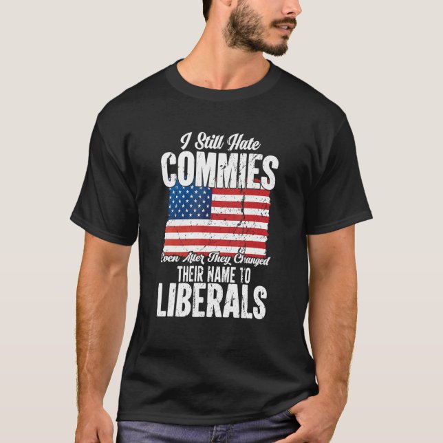 Anti Socialist Communist Pro America Patriotic T-Shirt (Front)