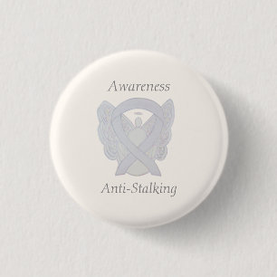 Anti-Stalking Awareness Angel White Ribbon Pin
