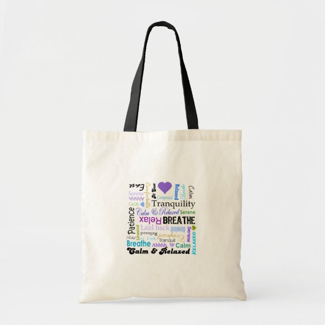 Anti-stress Relax & Breathe Typography tote bag (Front)