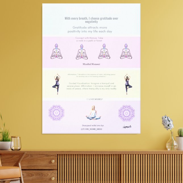 ANTI-Stress with every breath I choose gratitude Canvas Print (Insitu(LivingRoom))