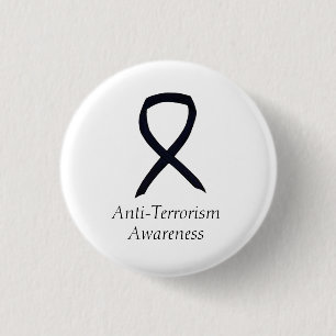 Anti-Terrorism Awareness Black Ribbon Button Pin