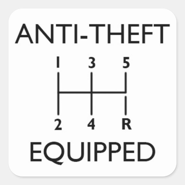 Anti-Theft Equipped (With Stickshift) Square Sticker (Front)