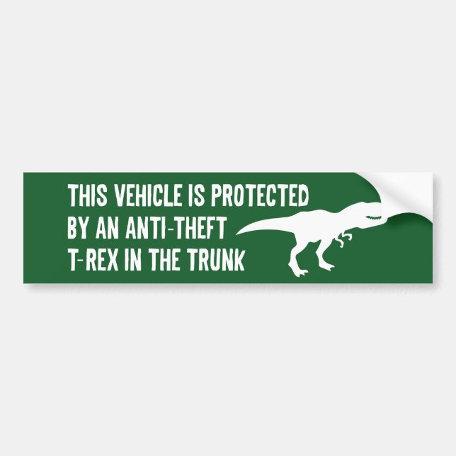 Anti-Theft T-Rex Bumper Sticker (Front)